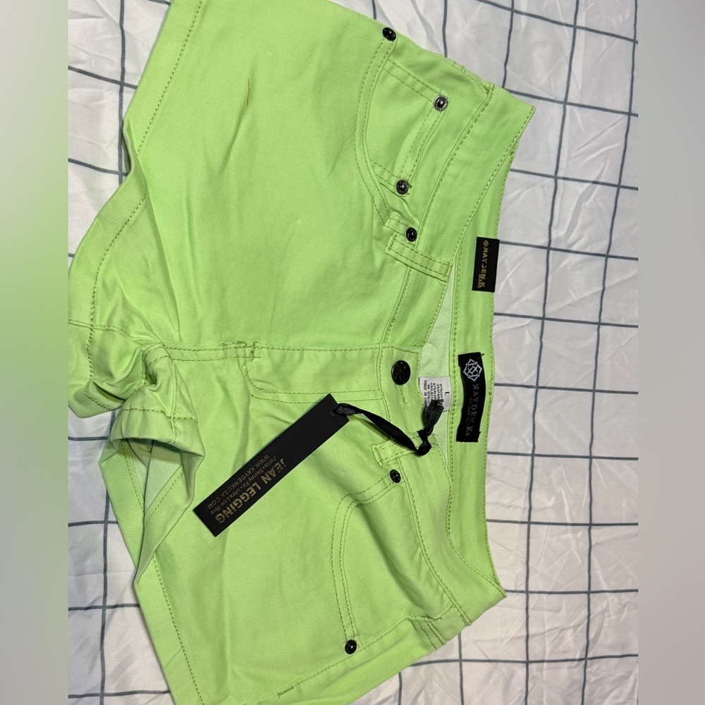 Vibrant Lime Green Jean Shorts